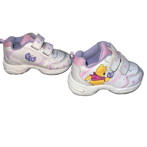 RARE Vintage Winnie the Pooh Disney Floral Toddler Shoes Butterfly Floral 5 - Picture 1 of 8